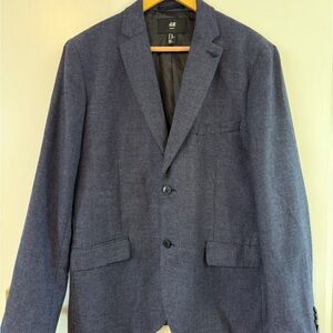 H&M Men's Navy Textured Blazer - 44R